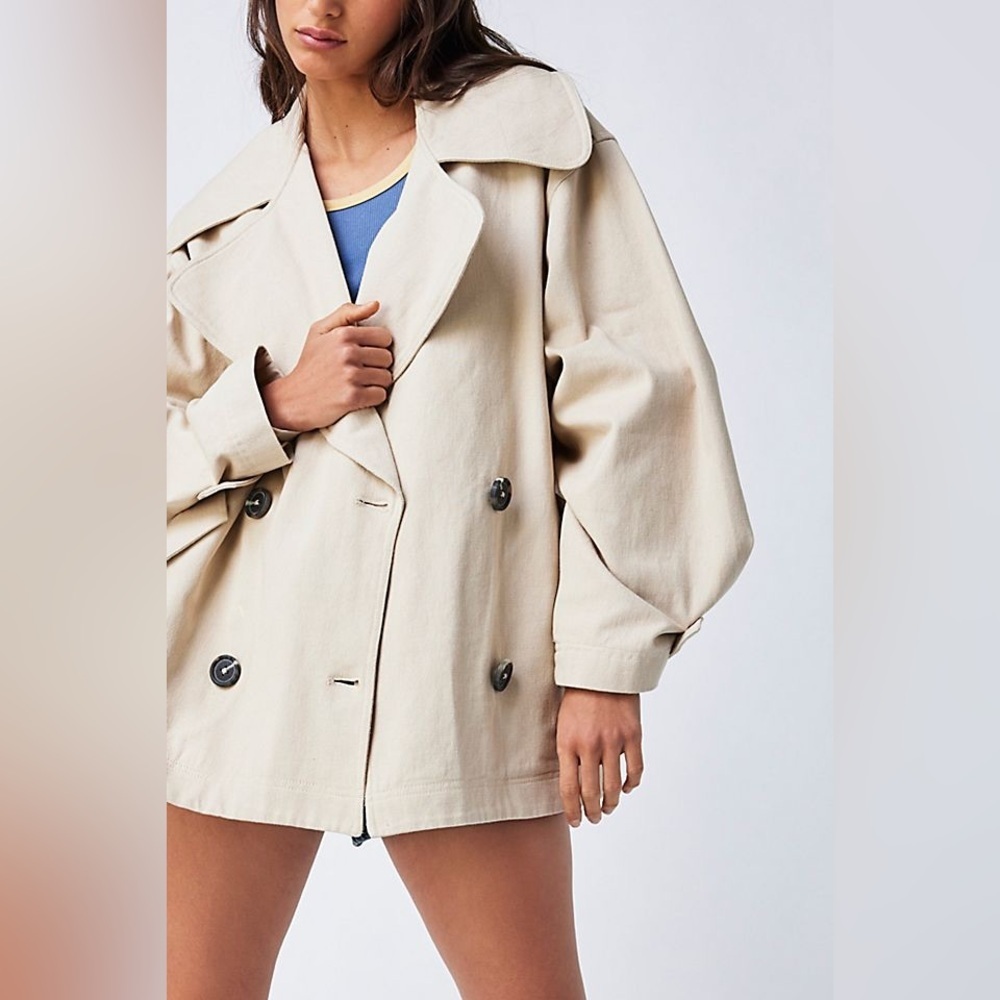 FREE PEOPLE

Highlands Solid Peacoat NWOT oversized